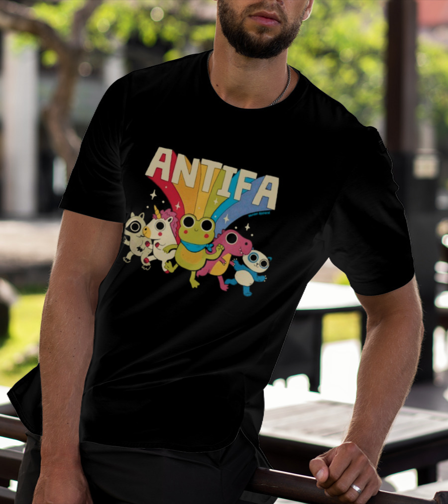 Antifa Frog Unicorn Panda Cute Animal Friends Rainbow T-Shirt