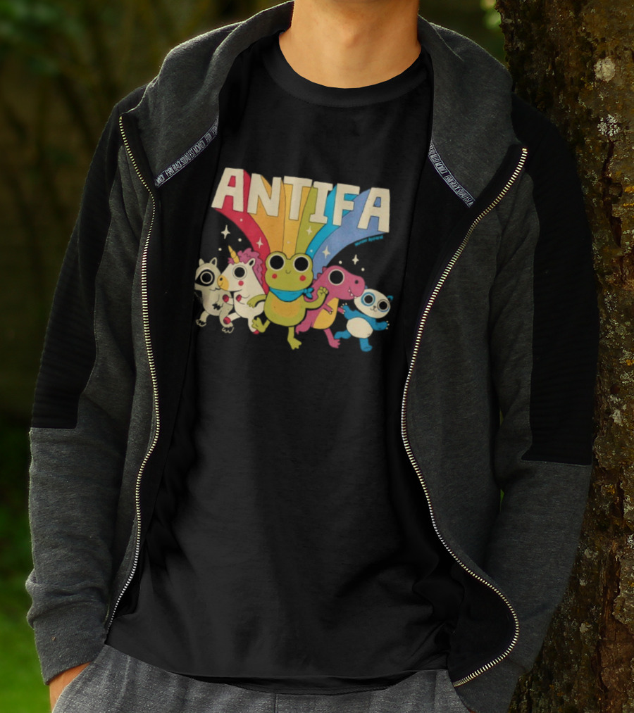 Antifa Frog Unicorn Panda Cute Animal Friends Rainbow T-Shirt