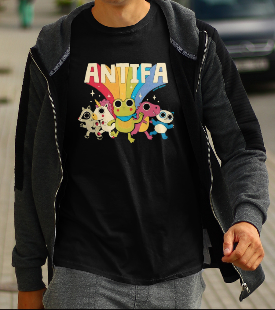 Antifa Frog Unicorn Panda Cute Animal Friends Rainbow T-Shirt
