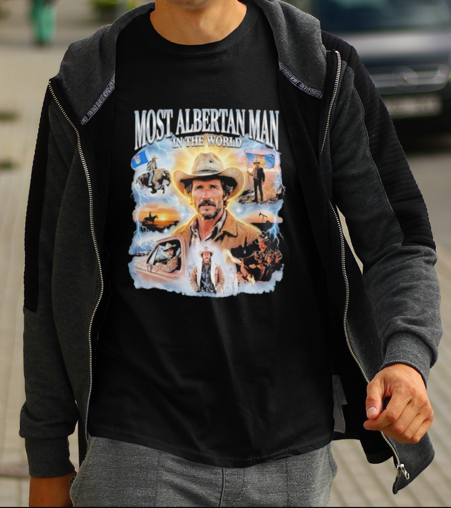 MOST ALBERTAN MAN IN THE WORLD Arthur Morgan Cowboy Adventure Alberta Imagery T-Shirt