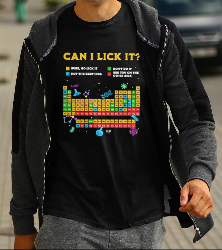 Can I Lick It Periodic Table Humor Chemistry Elements Gag T-Shirt