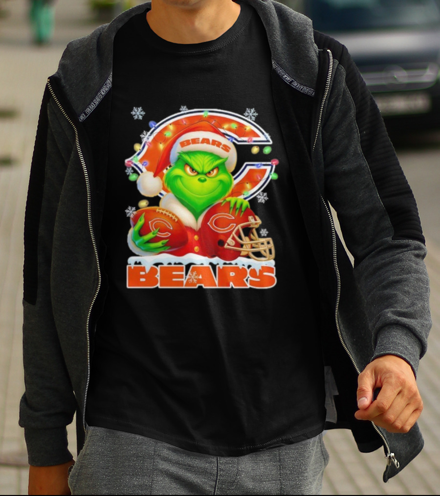 Grinch Bears Christmas Football Helmet Chicago T-Shirt