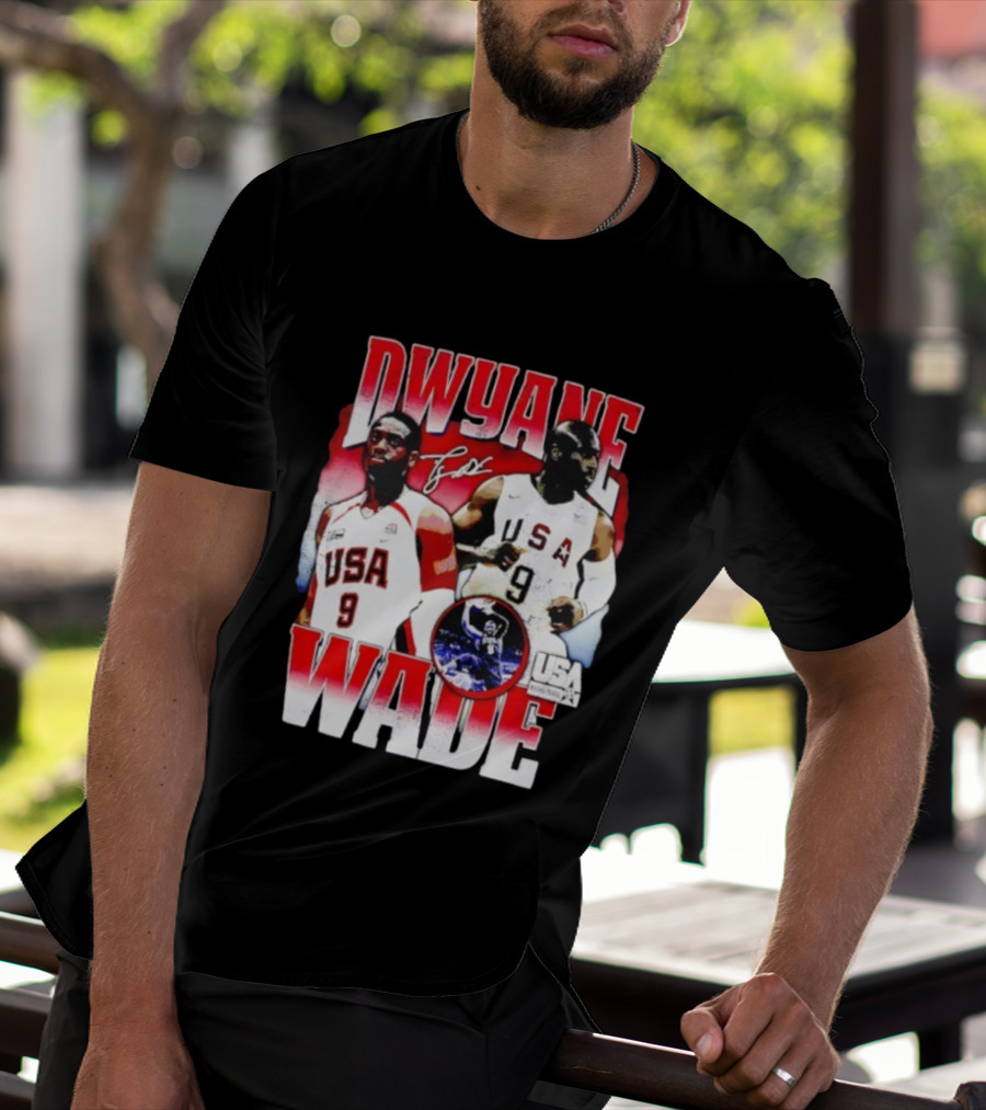 Dwyane Wade USA Basketball Signature Vintage 9 Retro Team USA T-Shirt