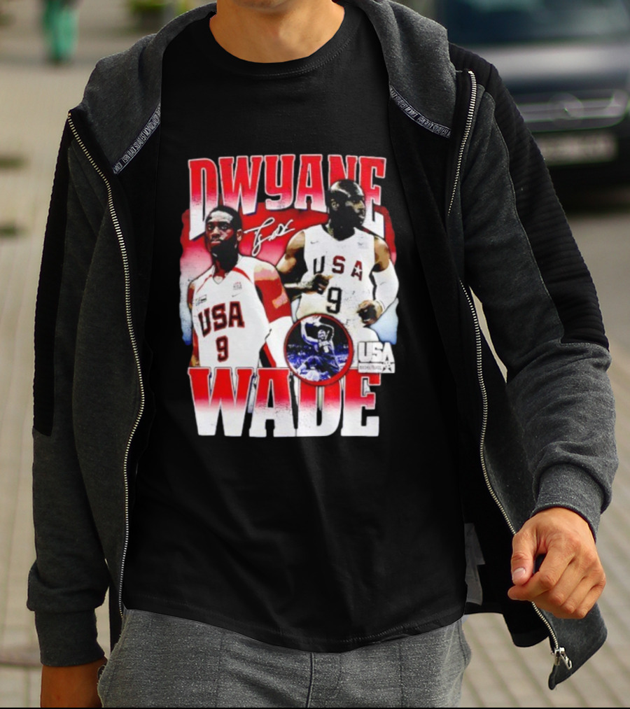 Dwyane Wade USA Basketball Signature Vintage 9 Retro Team USA T-Shirt