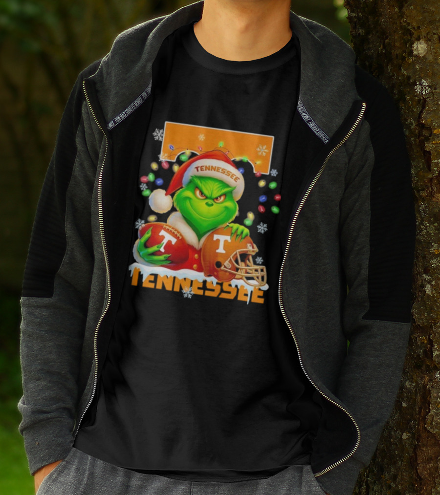 Grinch Tennessee Volunteers Helmet Football Merry Christmas T-Shirt