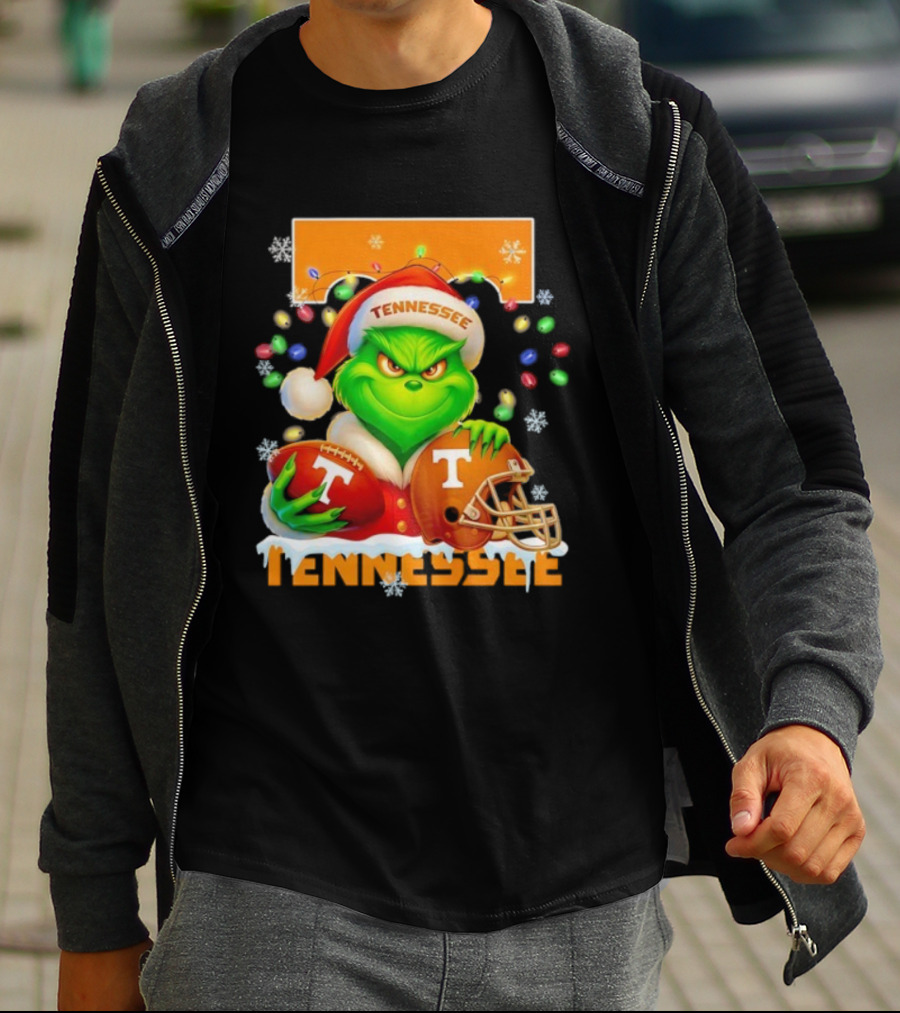 Grinch Tennessee Volunteers Helmet Football Merry Christmas T-Shirt