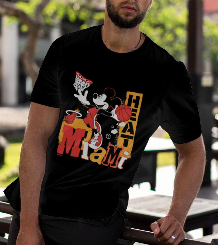 Mickey Mouse Miami Heat Basketball Collaboration T-Shirt
