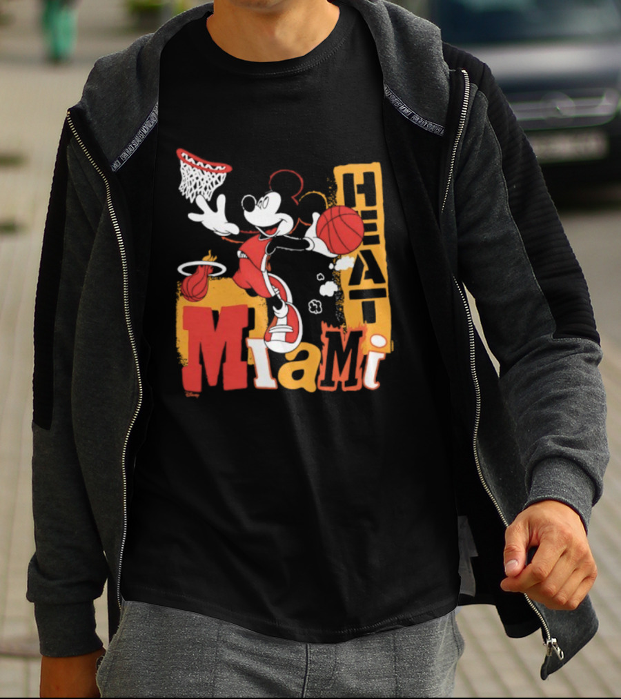 Mickey Mouse Miami Heat Basketball Collaboration T-Shirt