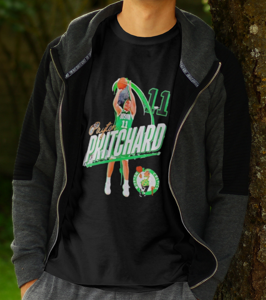 Boston Celtics Payton Pritchard 11 Basketball Player Action T-Shirt