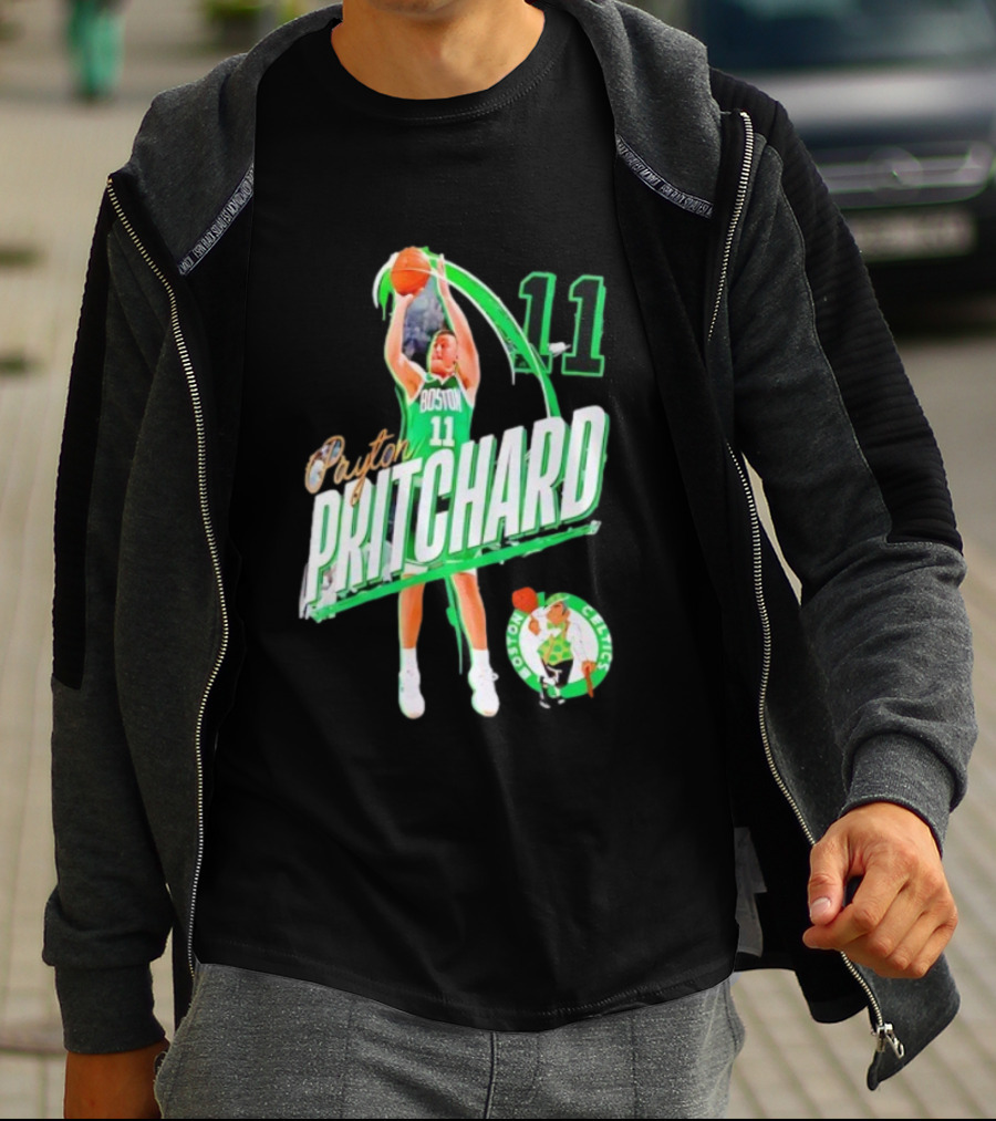 Boston Celtics Payton Pritchard 11 Basketball Player Action T-Shirt