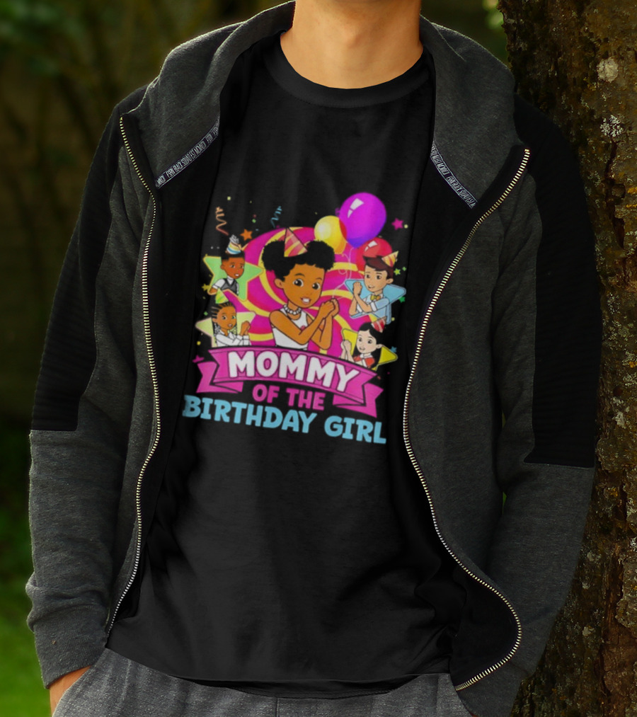 Mommy Of The Birthday Girl Pink Balloons Celebration Family Party T-Shirt