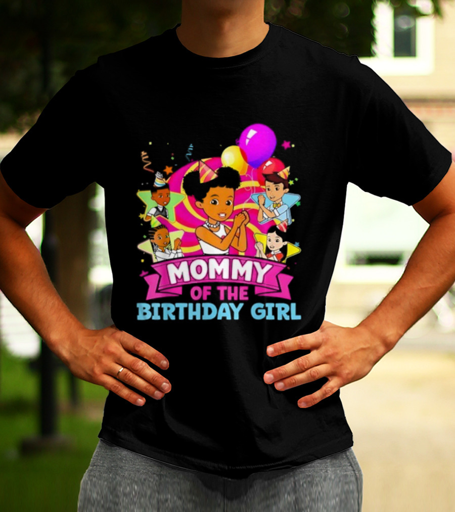Mommy Of The Birthday Girl Pink Balloons Celebration Family Party T-Shirt
