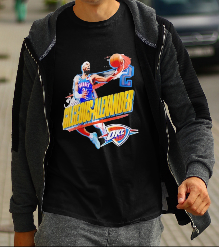 Shai Gilgeous-Alexander Oklahoma City Thunder 2025 Basketball Action OKC T-Shirt