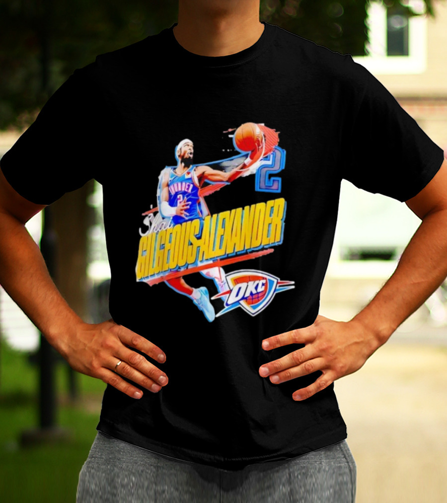 Shai Gilgeous-Alexander Oklahoma City Thunder 2025 Basketball Action OKC T-Shirt