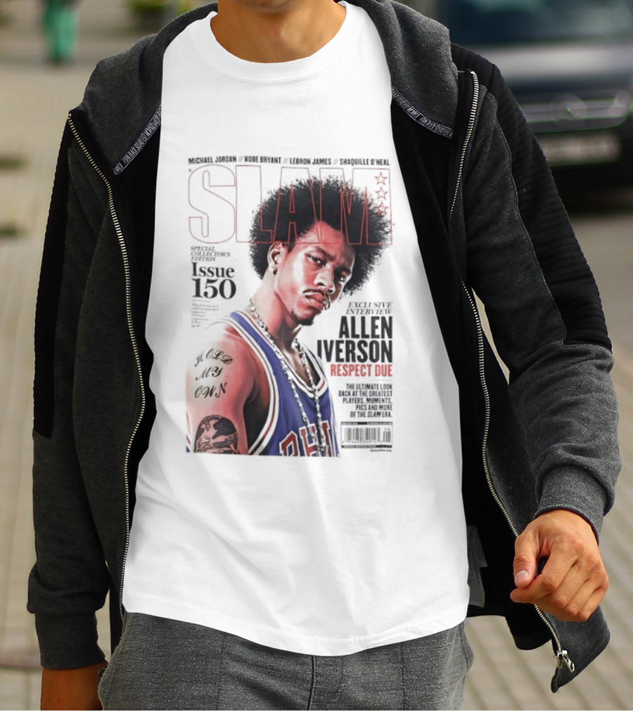 SLAM Magazine Allen Iverson Philadelphia 76ers Respect Due Issue 150 Retro Basketball Legend T-Shirt