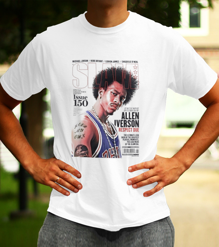SLAM Magazine Allen Iverson Philadelphia 76ers Respect Due Issue 150 Retro Basketball Legend T-Shirt