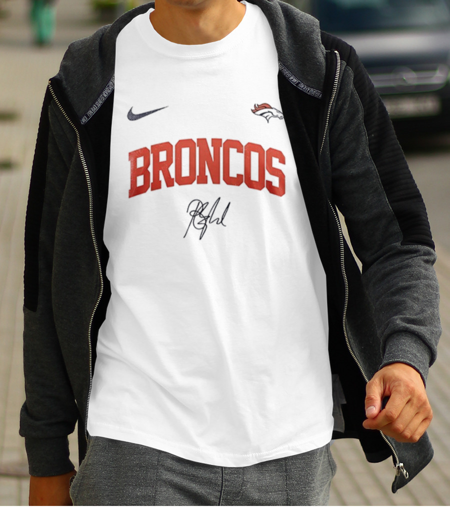Denver Broncos Once Before I Go Signature Barry Manilow Broncos Logo Nike T-Shirt