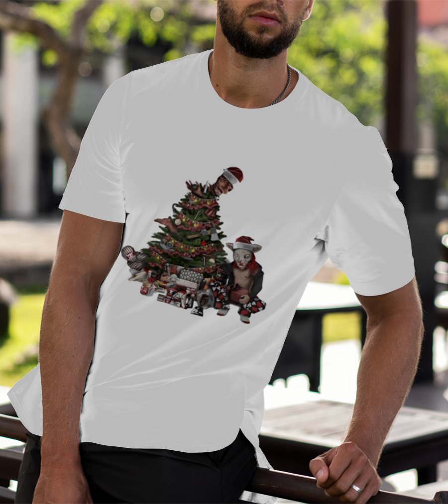 Horror Christmas Tree Zombie Santa Creepy Festive Creature T-Shirt