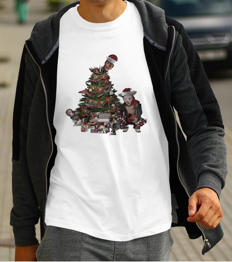 Horror Christmas Tree Zombie Santa Creepy Festive Creature T-Shirt