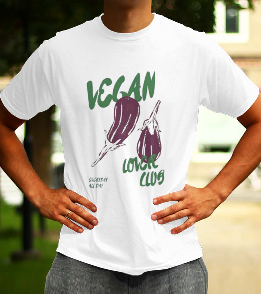 Vegan Love Club Everyday All Day Eggplant Illustration T-Shirt
