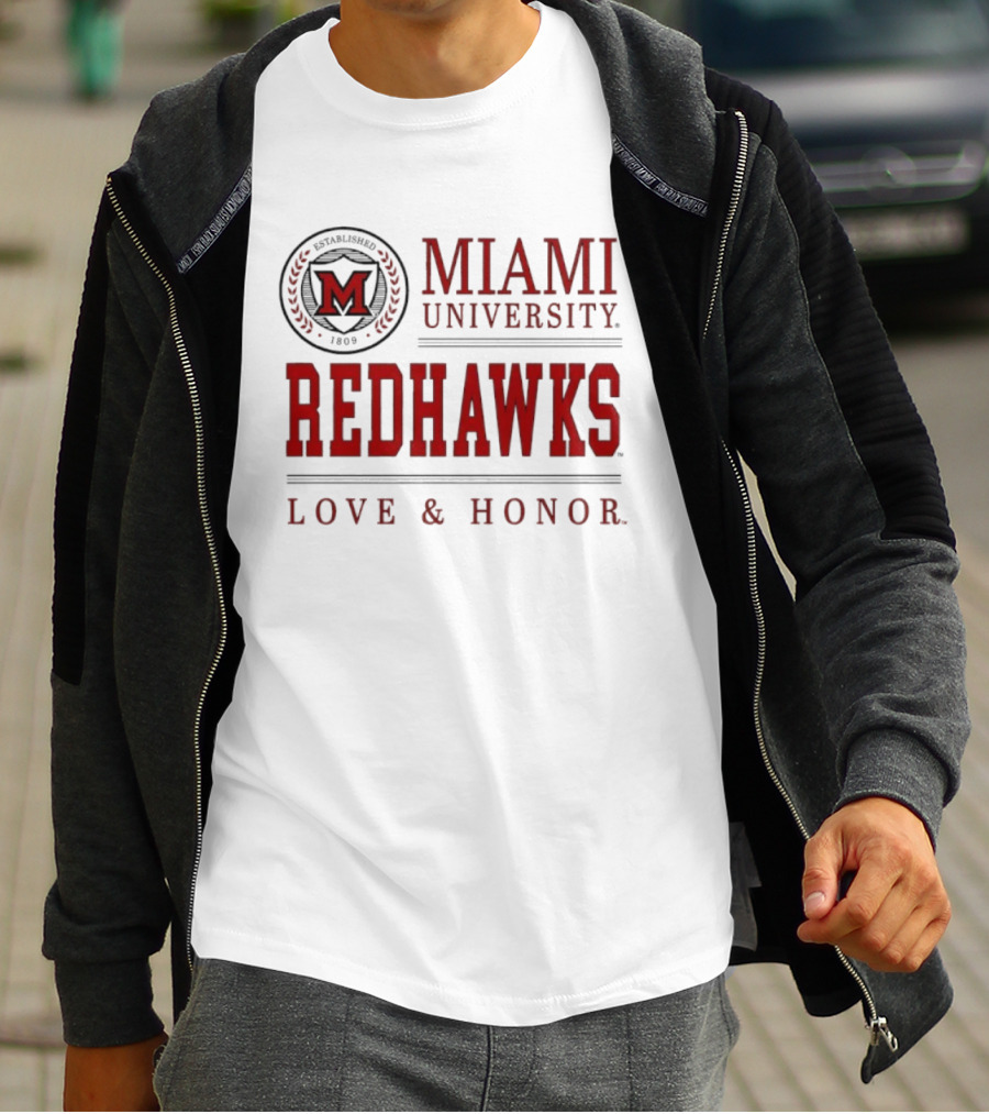 Miami University Redhawks M Seal Love And Honor T-Shirt