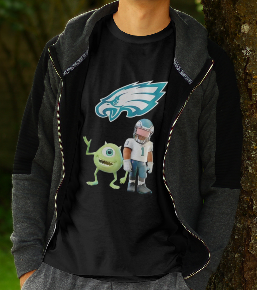 Philadelphia Eagles NFL Mike Wazowski Collaboration Football Fan Gear T-Shirt