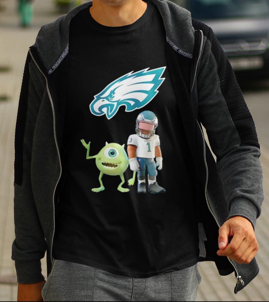 Philadelphia Eagles NFL Mike Wazowski Collaboration Football Fan Gear T-Shirt