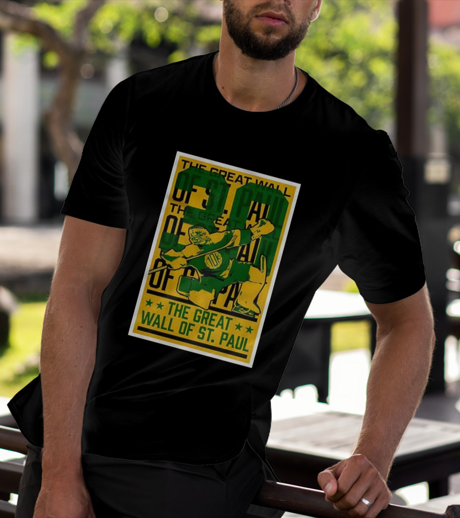 The Great Wall Of St. Paul Minnesota Wild Jesper Wallstedt Pose T-Shirt