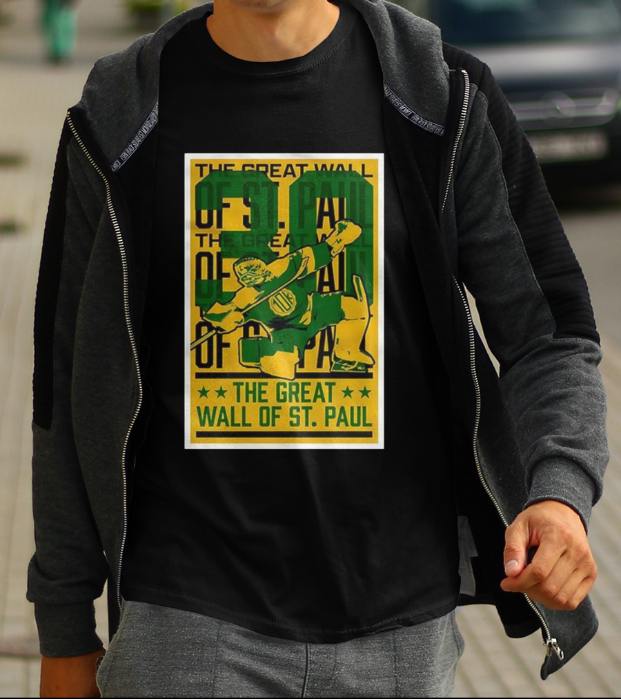 The Great Wall Of St. Paul Minnesota Wild Jesper Wallstedt Pose T-Shirt