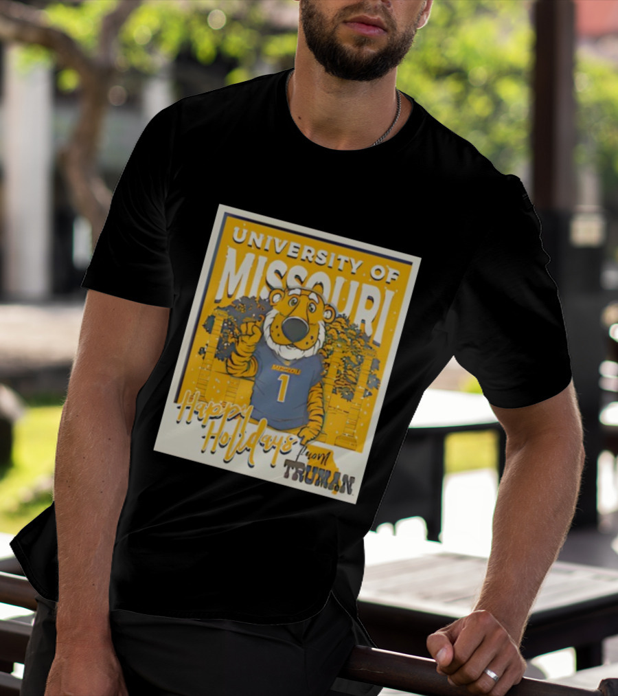 University Of Missouri Truman Happy Holidays Polaroid T-Shirt