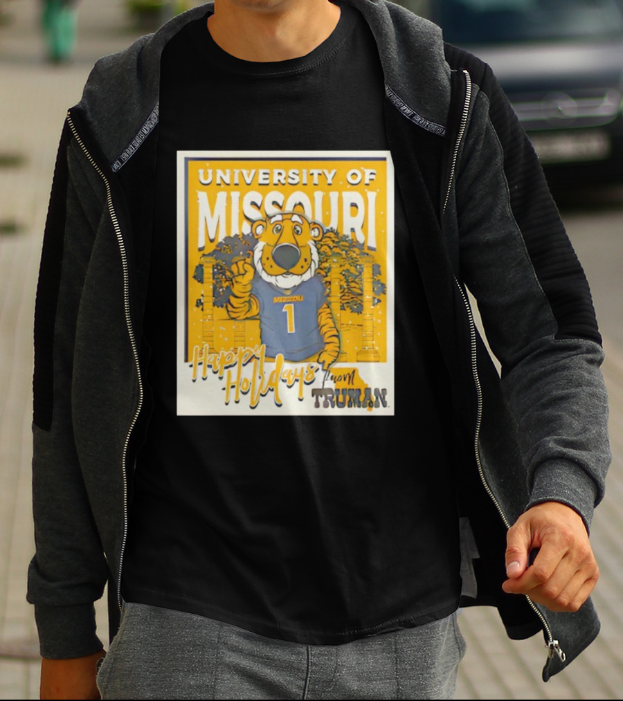 University Of Missouri Truman Happy Holidays Polaroid T-Shirt