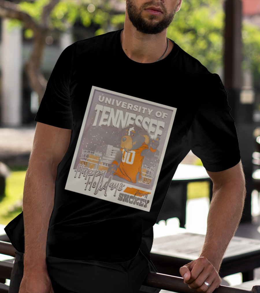 University Of Tennessee Happy Holidays From Smokey Stadium Scene T-Shirt