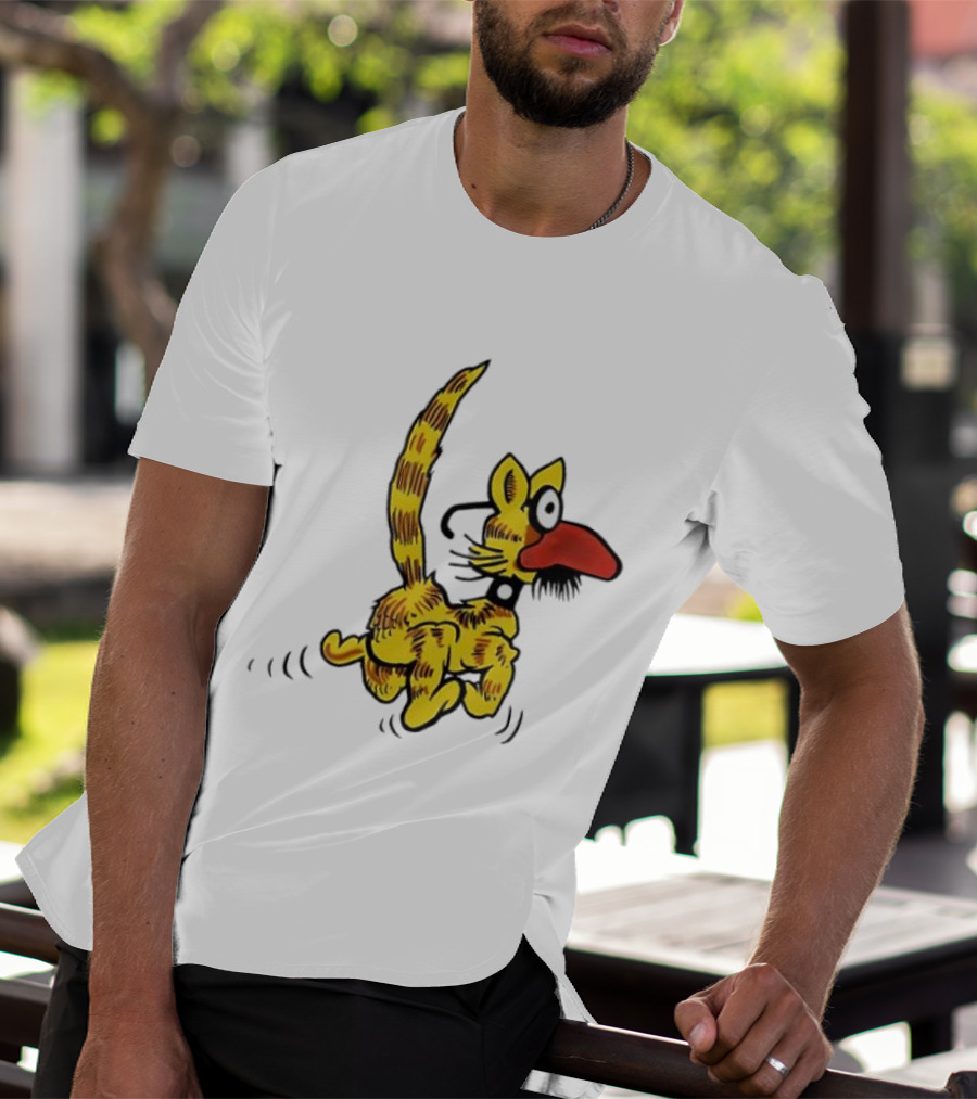 Don Martin Cartoon Yellow Cat With Red Nose Retro Humor Classic Comic Style T-Shirt