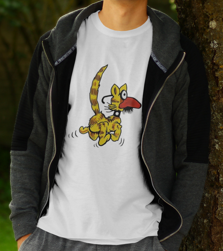 Don Martin Cartoon Yellow Cat With Red Nose Retro Humor Classic Comic Style T-Shirt