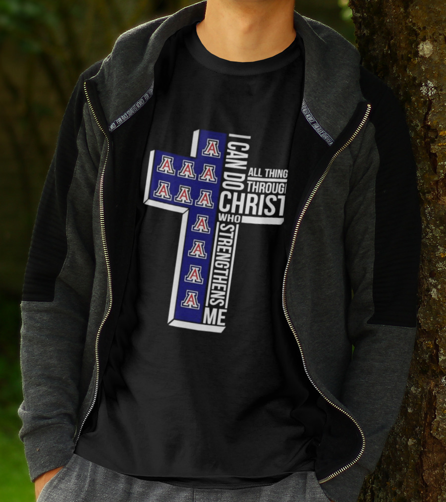 Arizona Wildcats Cross I Can Do All Things Through Christ Who Strengthens Me T-Shirt
