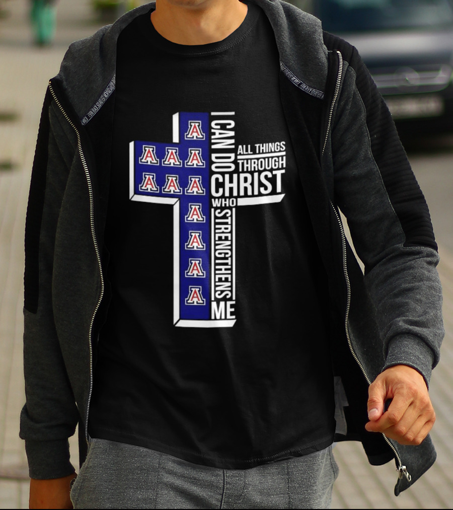 Arizona Wildcats Cross I Can Do All Things Through Christ Who Strengthens Me T-Shirt