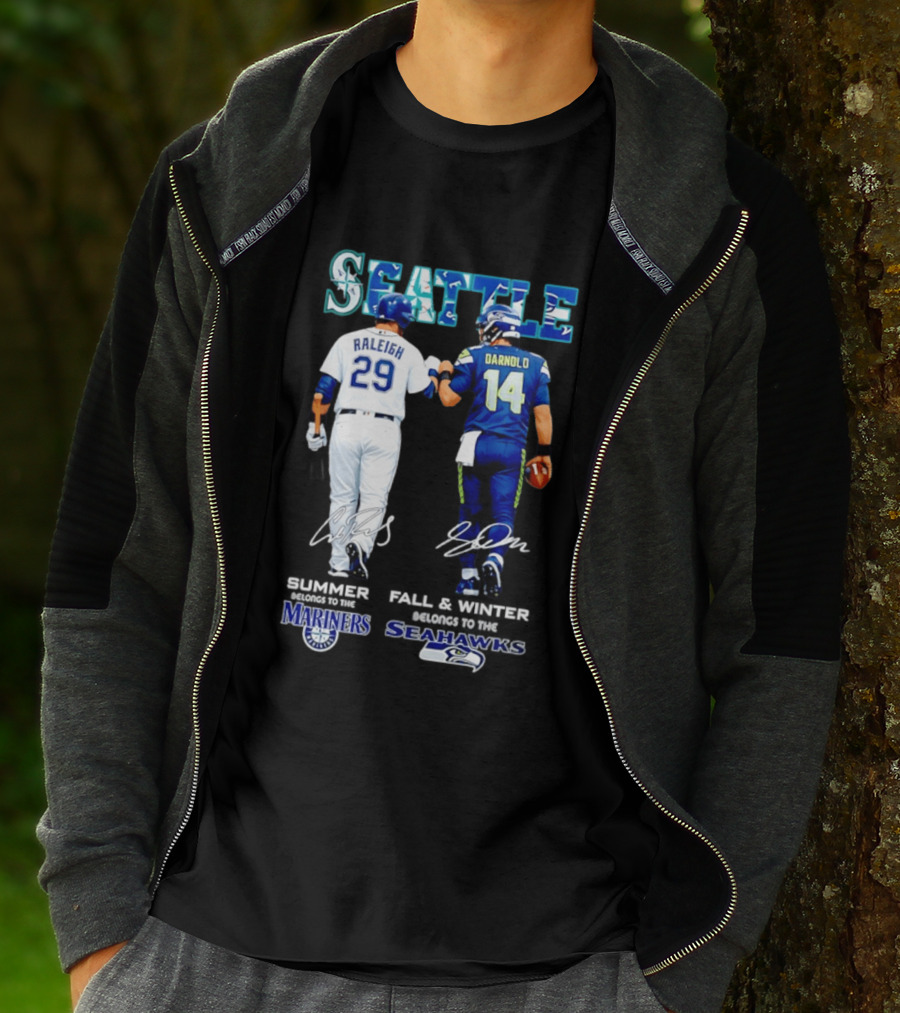Seattle Cal Raleigh Mariners And Darnold Seahawks Fist Bump Summer Winter T-Shirt