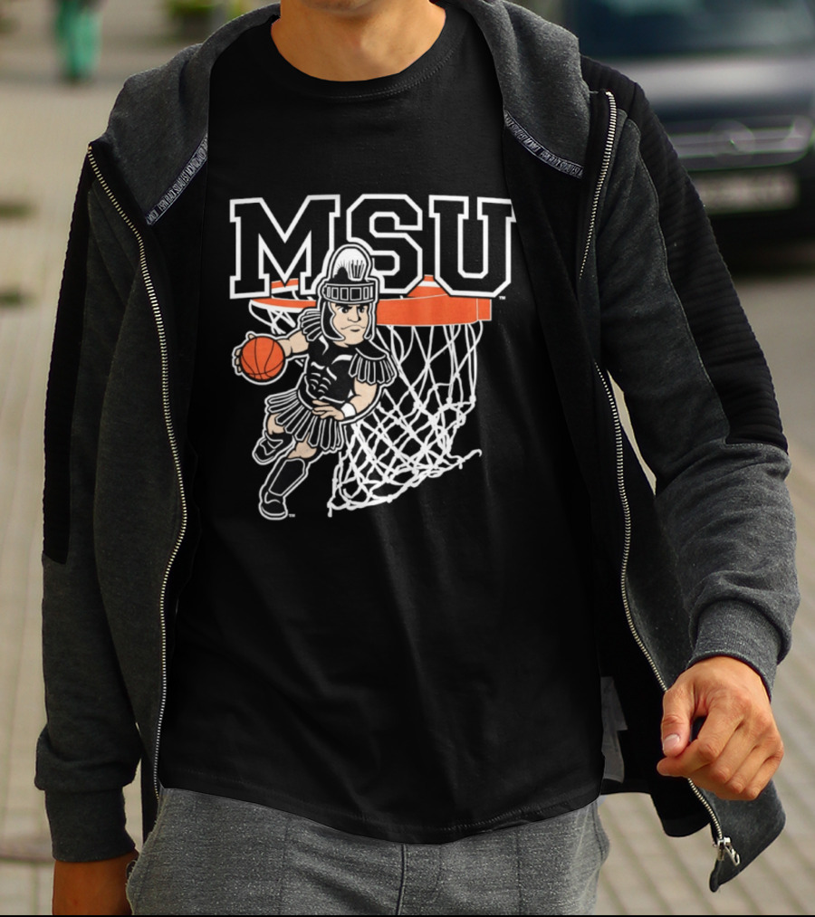 Michigan State Spartans Basketball MSU Logo Slam Dunk T-Shirt
