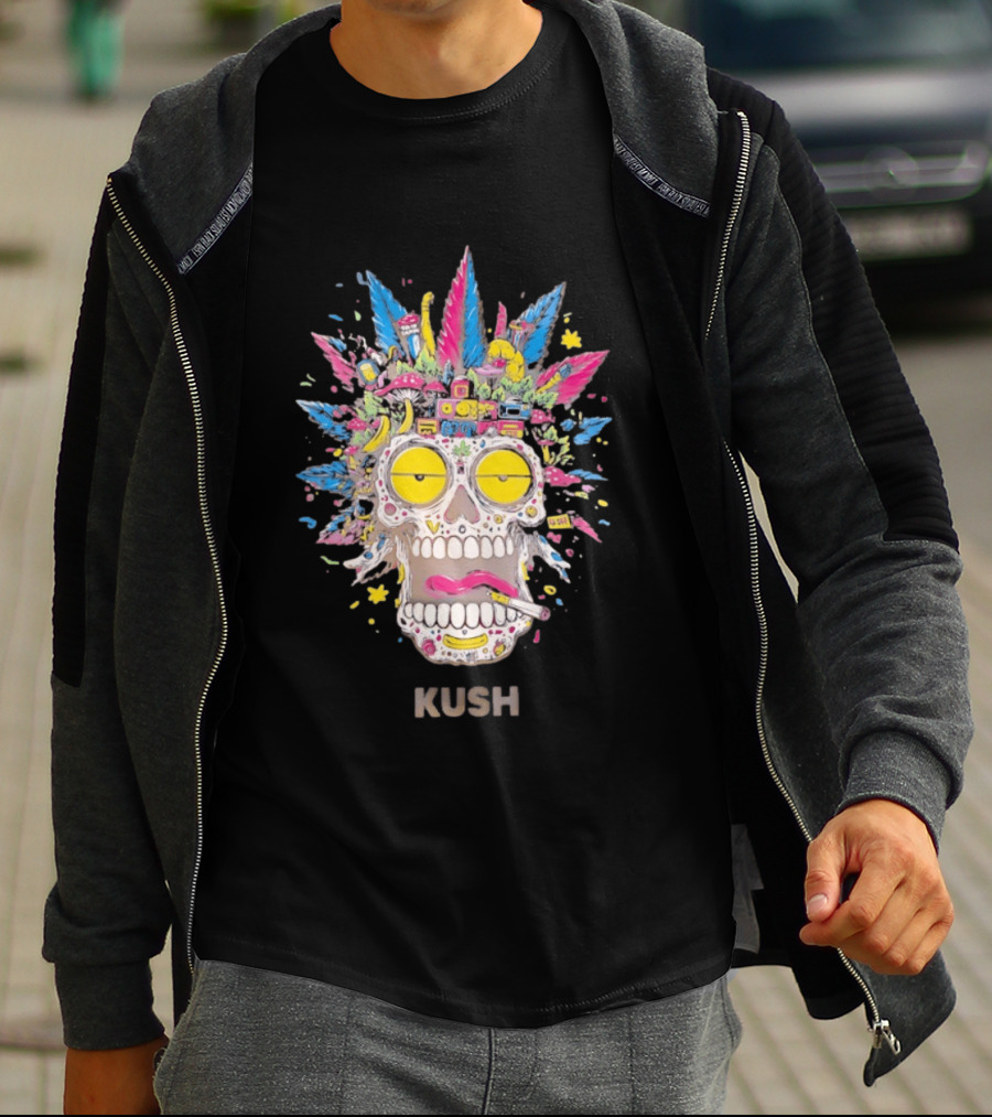 Psychedelic Kush Skull Vibrant Cannabis T-Shirt