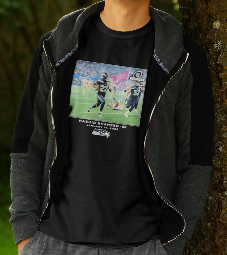 Seahawks Playoffs Rashid Shaheed Jan 17 2026 NFL Action T-Shirt