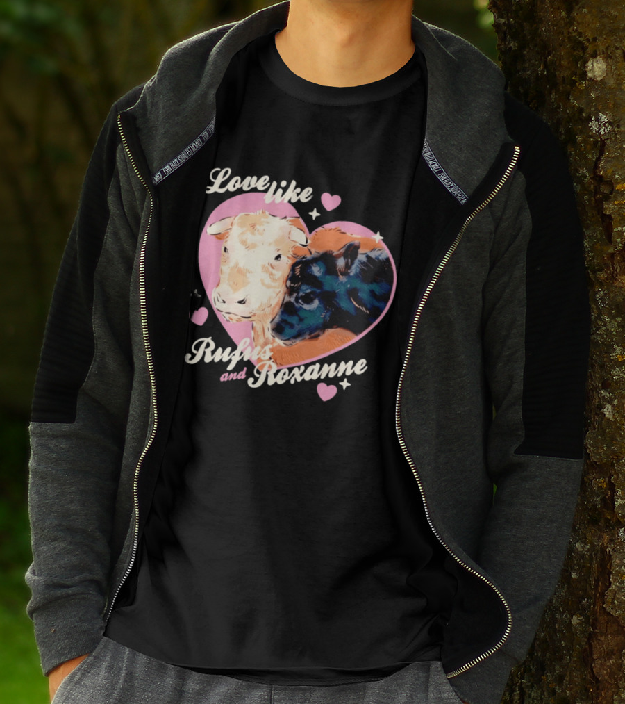 Love Like Rufus And Roxanne Heart Cows Pink Romance T-Shirt