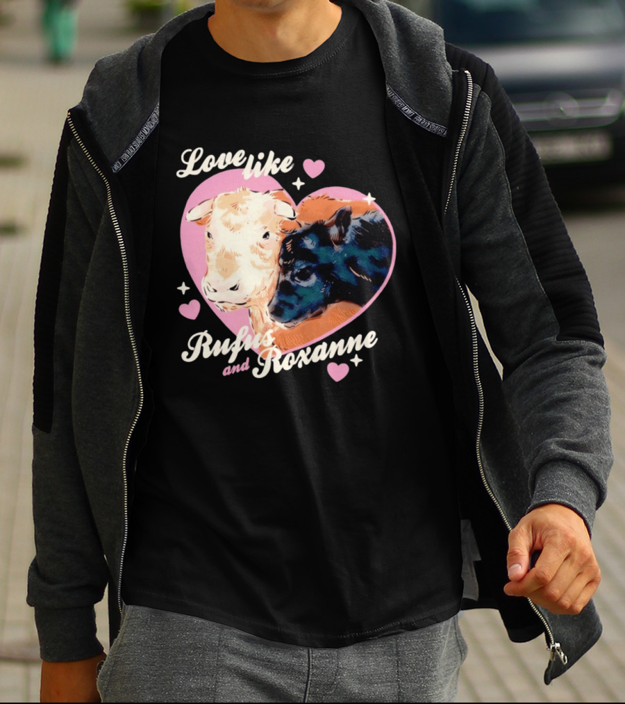 Love Like Rufus And Roxanne Heart Cows Pink Romance T-Shirt