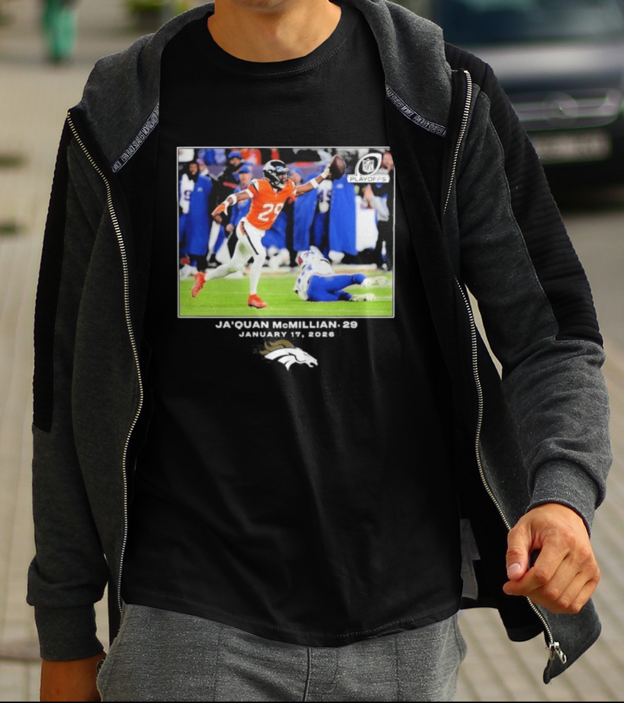 Denver Broncos Playoffs Ja'Quan McMillian 29 Action T-Shirt