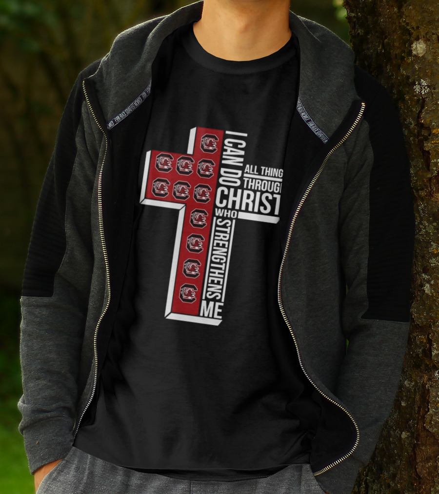 South Carolina Gamecocks I Can Do All Things Through Christ Who Strengthens Me Christian Cross T-Shirt