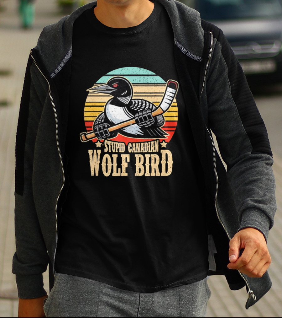 Stupid Canadian Wolf Bird Loon Hockey Meme T-Shirt