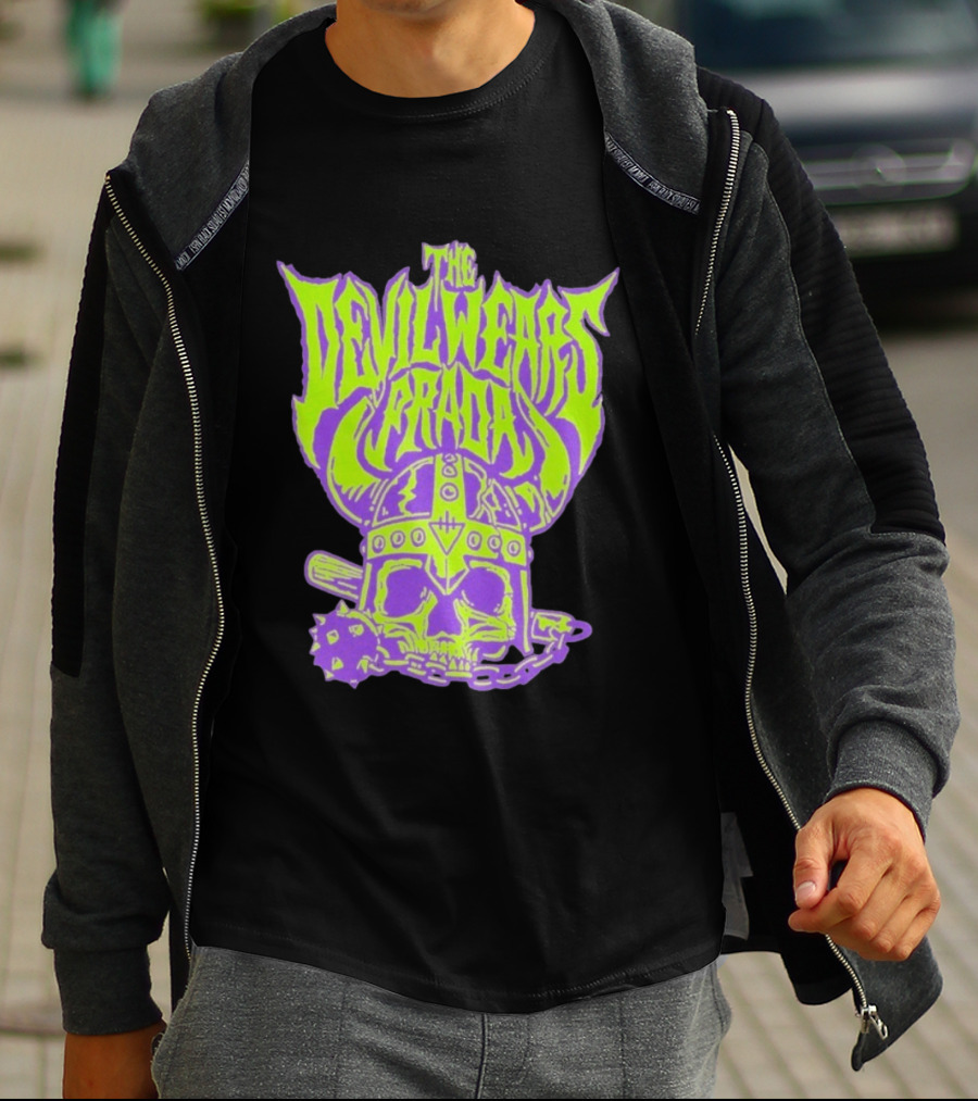 The Devil Wears Prada Viking Skull With Mace And Chain T-Shirt