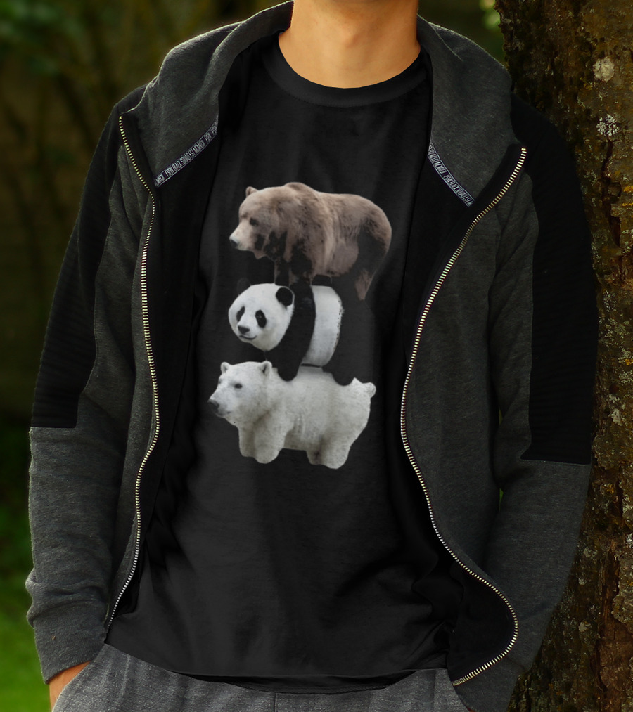 We Bears Realistic Stacked Brown Panda Polar Bears T-Shirt
