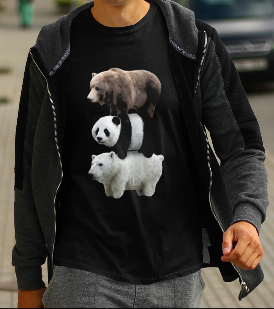 We Bears Realistic Stacked Brown Panda Polar Bears T-Shirt