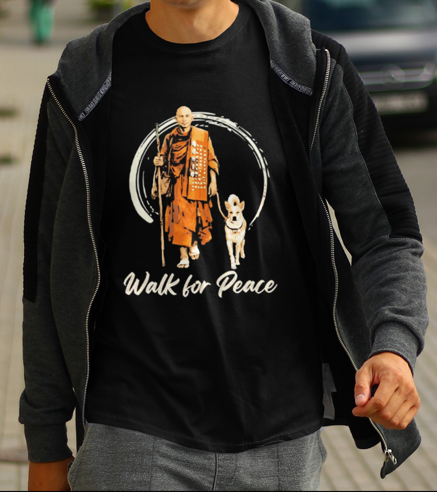 Walk For Peace Aloka With Monk And Dog T-Shirt