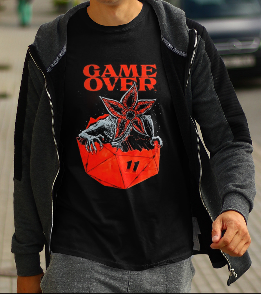 Game Over Stranger Things Demogorgon Eleven Dice T-Shirt